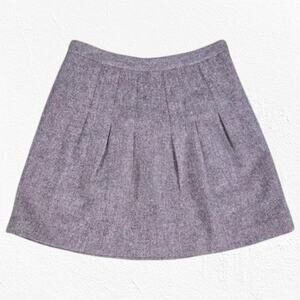 GAP Mauve Purple Herringbone Wool Pleated Flared Knee Length Skirt Size 2